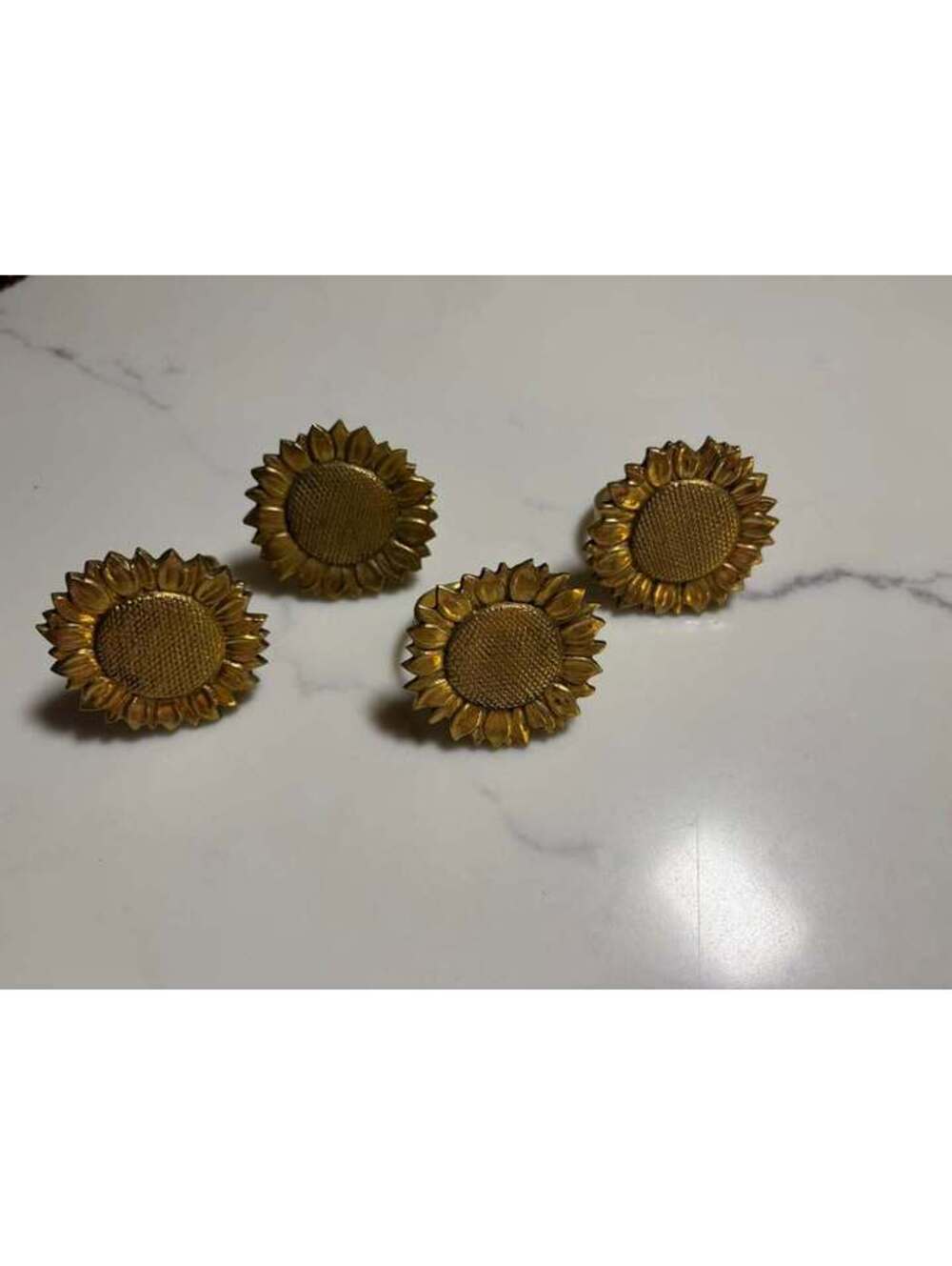 Set of 4 Brass Sunflower Napkin Rings